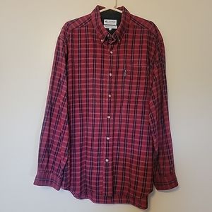 Columbia Flannel Shirt‎ Adult Extra Large Red Plaid Button Down Long Sleeve